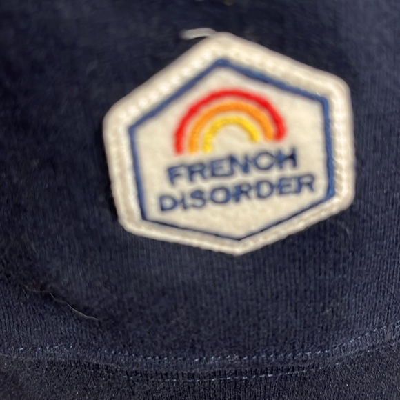 NWT French Disorder “Brenda” “Easy Love” embroidered luxury sweatshirt L navy - Picture 3 of 8